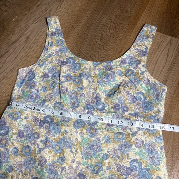 vintage Laura Ashley floral tank dress size US 8 6 blue purple white 90s linen - Picture 8 of 9